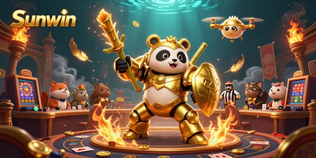 Experience thrilling gameplay at Sunwin with vibrant casino-themed 3D illustrations in action.