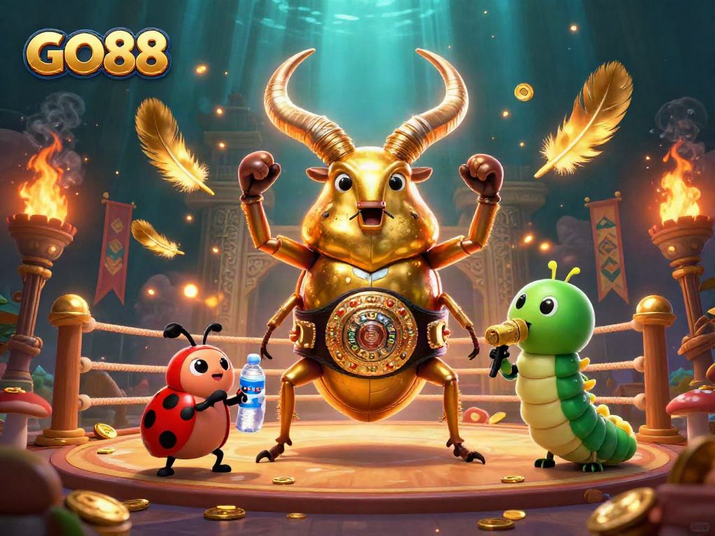 Engage with GO88's thrilling betting experience featuring a dynamic cartoon scene with action elements.