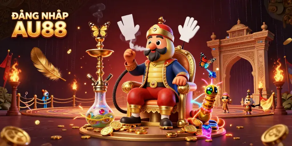Experience the excitement of ĐĂNG NHẬP AU88 with this vibrant 3D casino illustration featuring iconic gaming elements.