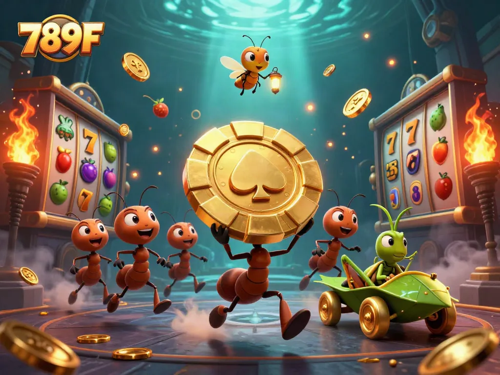 Engage in thrilling game action with 789F's heist, featuring vibrant casino elements.