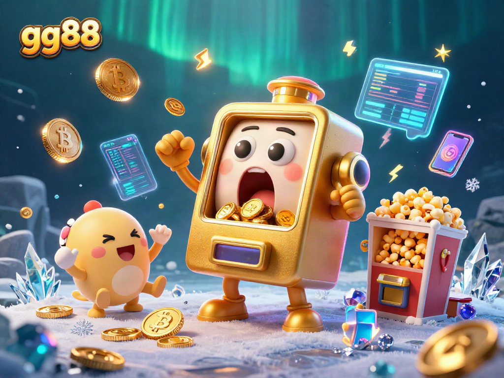 Spin the gg88 slot machine jackpot as gold coins fly out in a lively casino scene.