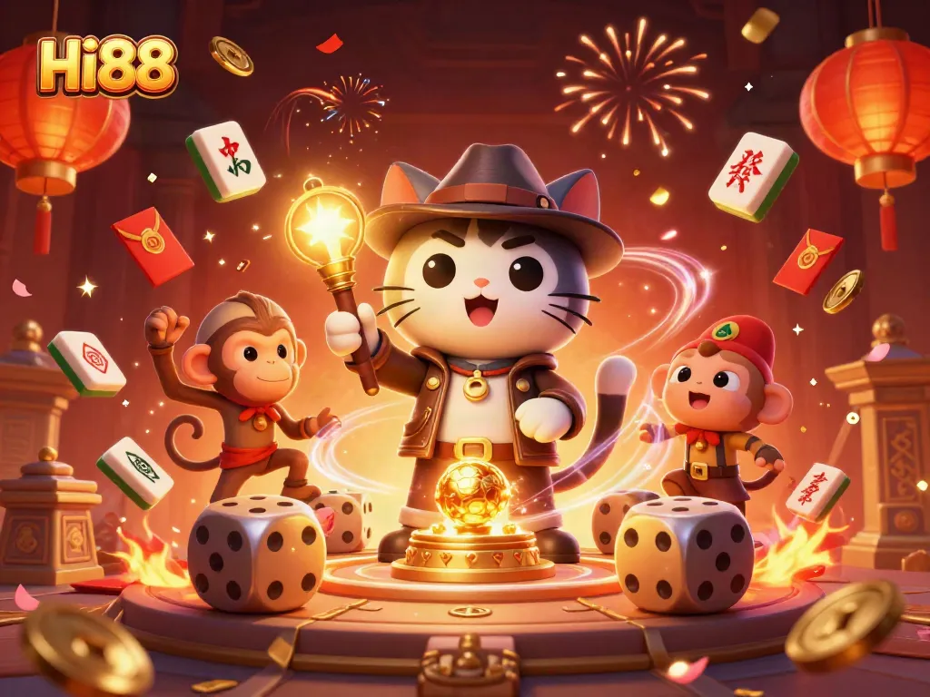 Experience thrilling adventures at Hi88 with an artifact discovery in a dynamic casino-themed scene.