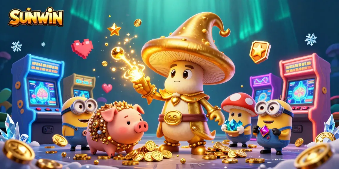 SUNWIN captures gamblers' attention with a magical 3D casino scene full of treasures and arcade elements.