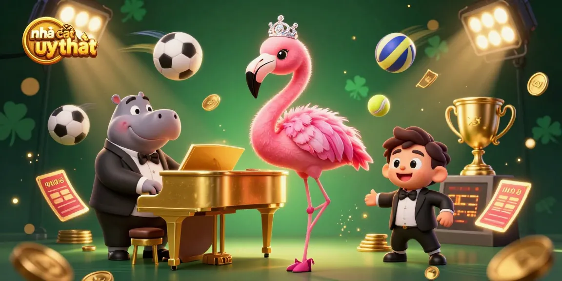 Experience the excitement of nhà cái uy tín with a vibrant casino scene featuring lively characters and dynamic sports elements.