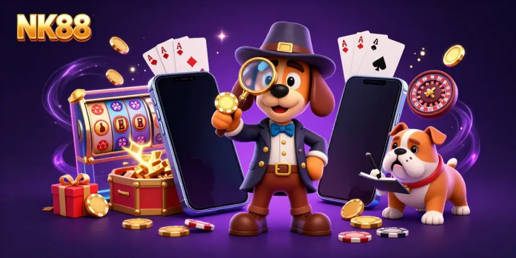 Engage with NK88 as a detective duo uncovers casino clues in a vibrant gaming world.