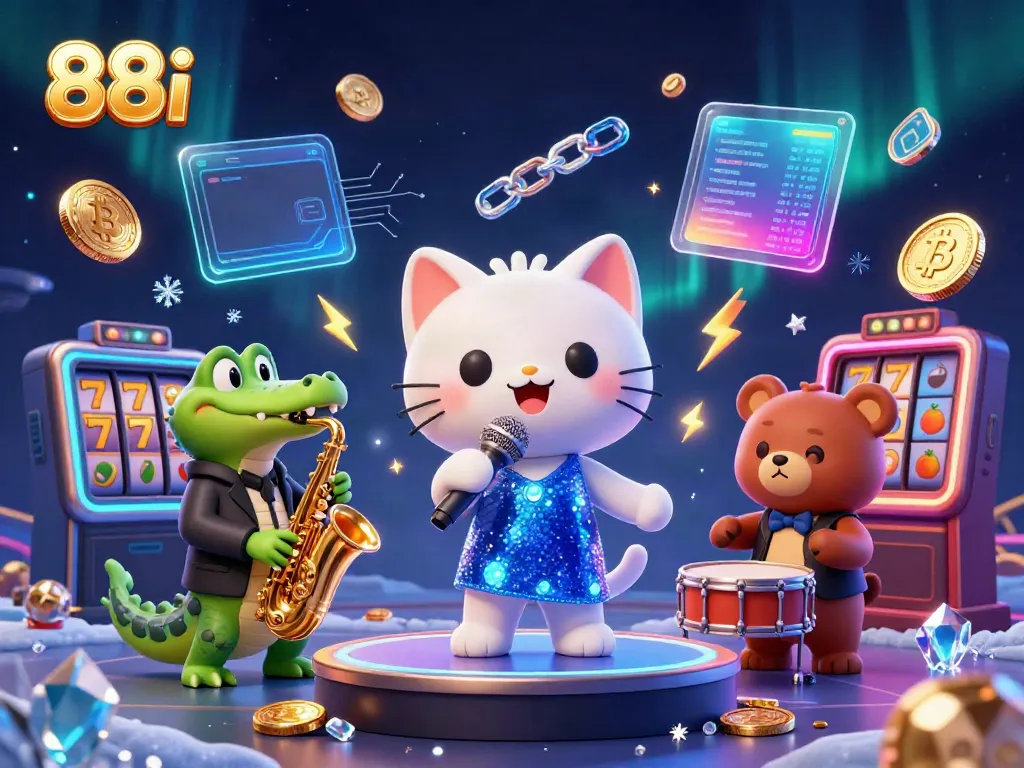 Immerse in the vibrant world of 88i with a jazzy cat singer and dynamic casino elements in a colorful setting