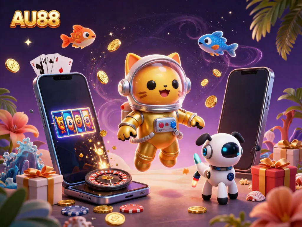 Experience exhilarating gameplay at AU88 with 3D slots and vibrant casino elements in a cosmic setting!