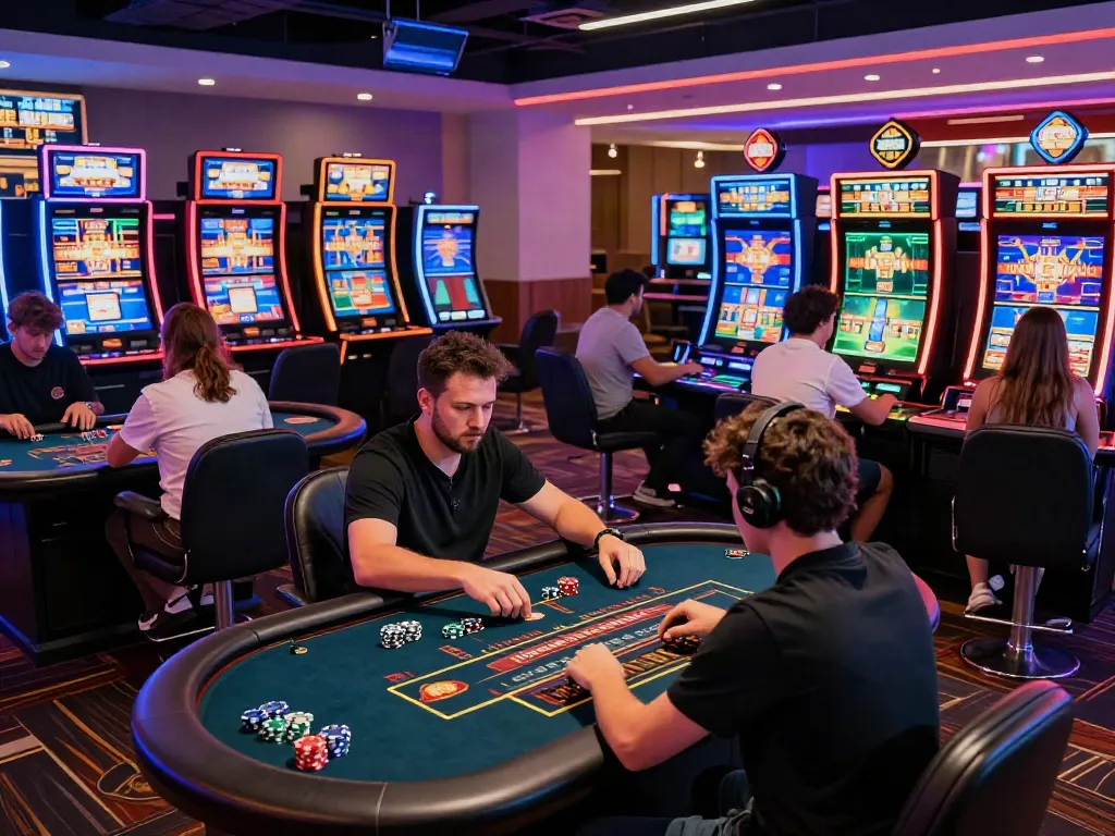 Engaged players enjoying the thrilling experience of 9bet casino games in a vibrant, modern gaming environment.