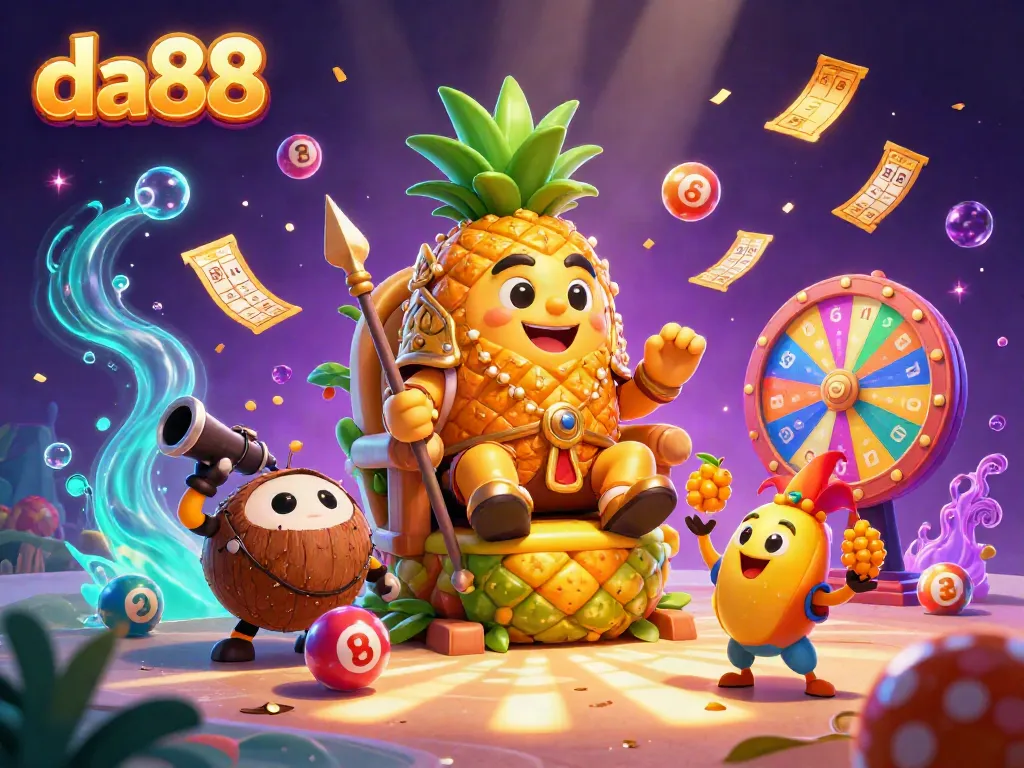 Win big with da88 in a vibrant 3D illustration of a casino beach scene filled with jackpots and exciting games.