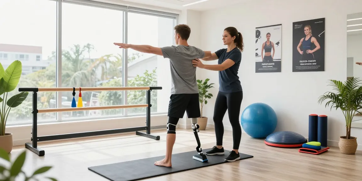 Individual using prosthetic limb in therapy session, showcasing DRAGON222 resilience and strength in a supportive environment.