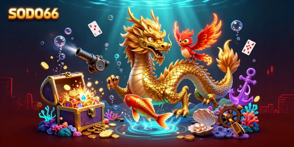 Experience the excitement of SODO66 with vibrant 3D characters showcasing dynamic casino elements.