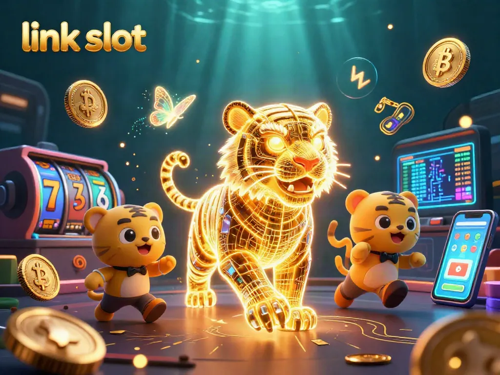 Experience thrilling action with link slot in an intricate digital casino environment filled with vibrant elements.