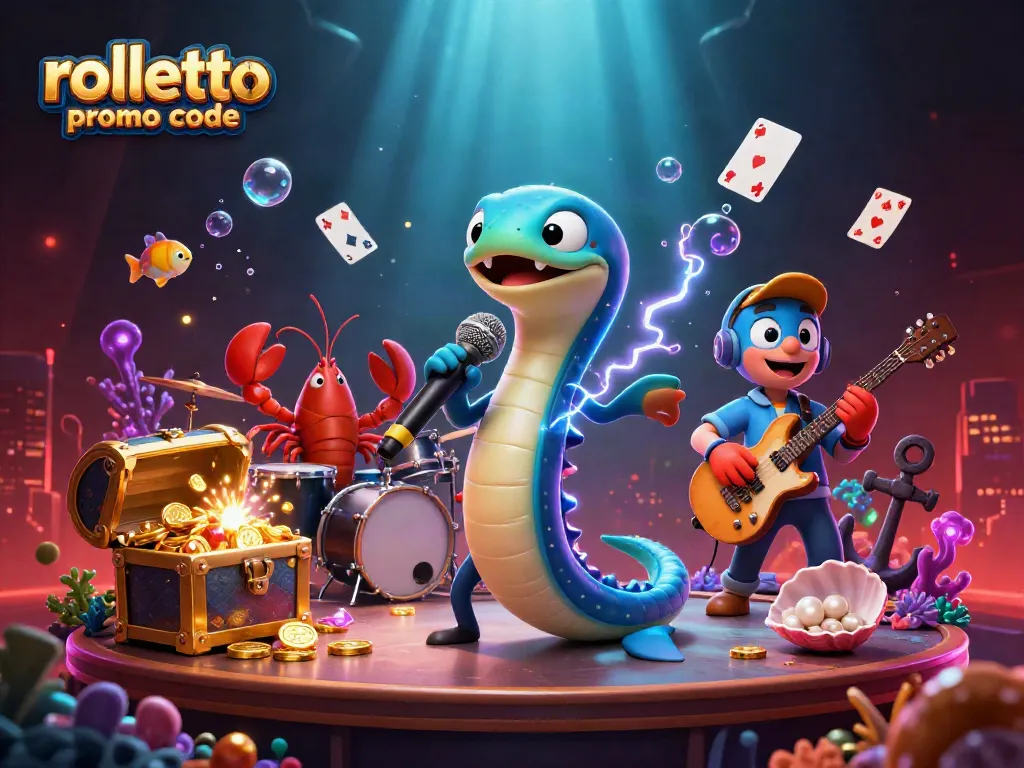 Experience the thrill of winning with the rolletto promo code in a vibrant underwater casino scene.