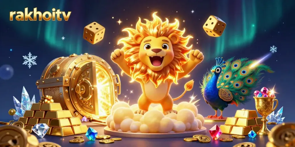 Join the excitement at RakhoiTV with vibrant 3D visuals showcasing winning casino elements.