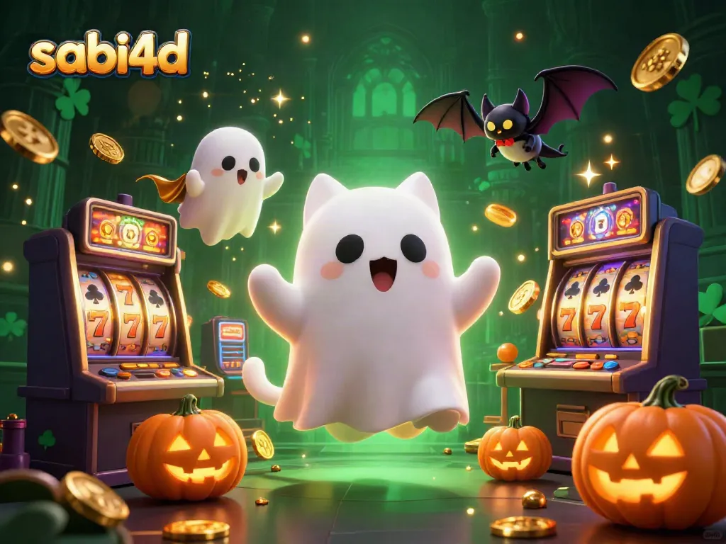 Permainan menyenangkan dengan sabi4d, pemandangan kasino angker dengan kucing hantu dan bat vampire.