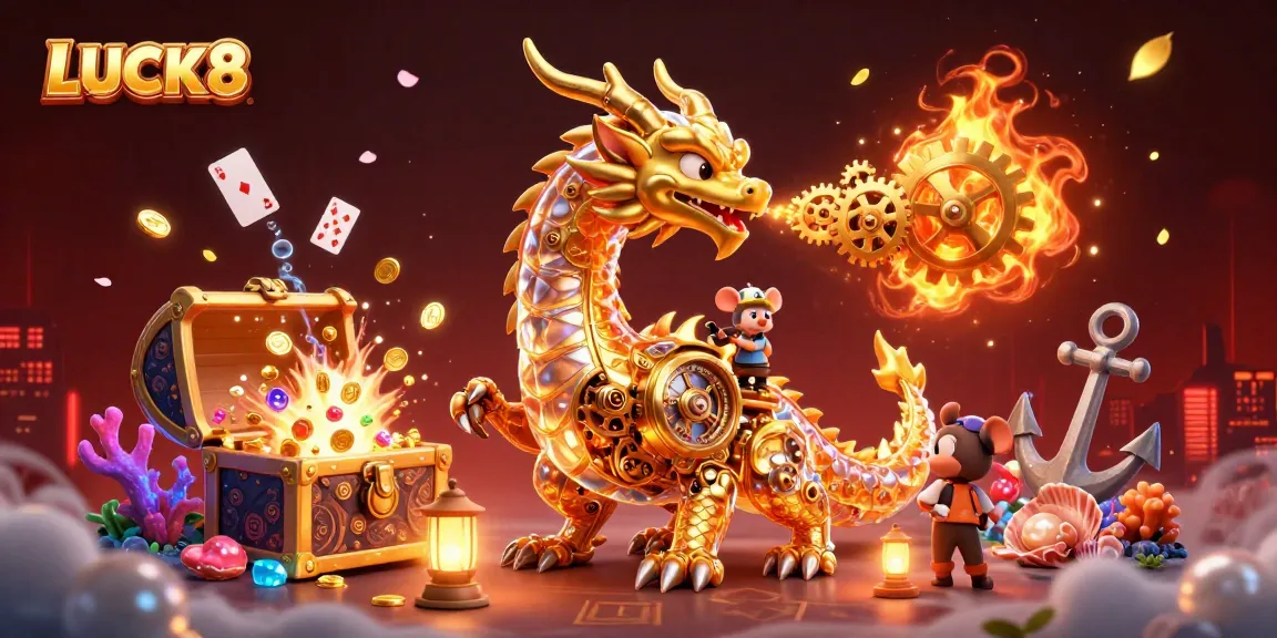 Experience thrilling gameplay at LUCK8 with a vibrant illustration showcasing an interactive casino adventure.