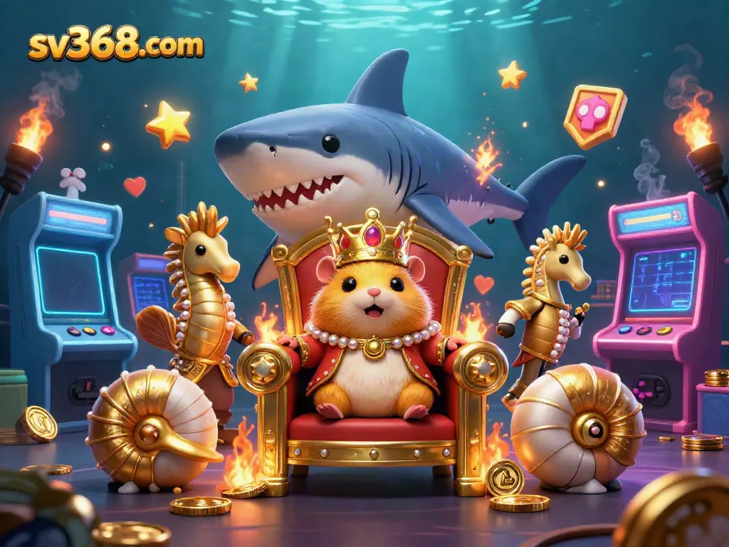 Engage with sv368com's exciting casino adventure featuring a golden hamster king in a dynamic 3D underwater scene.