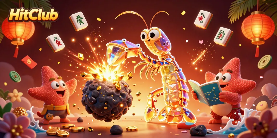 HitClub showcases a vibrant scene with a galactic samurai shrimp defeating asteroids full of rewards.