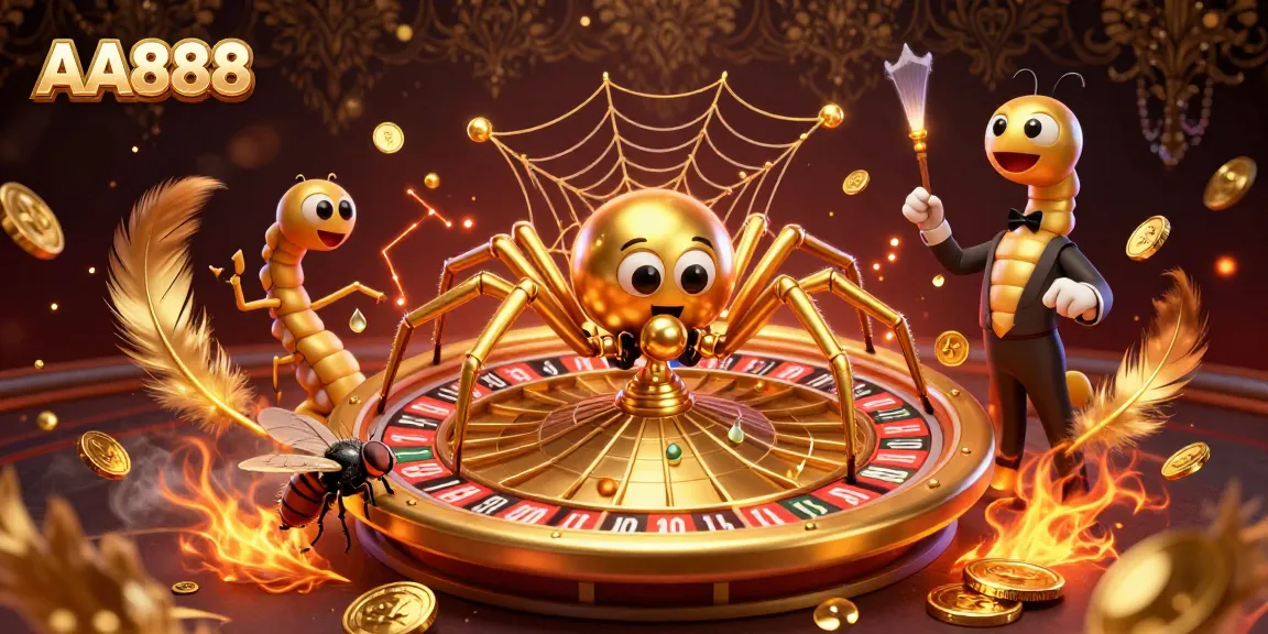 Bet on the exhilarating AA888 genre with a roulette wheel made of a spider's golden web.