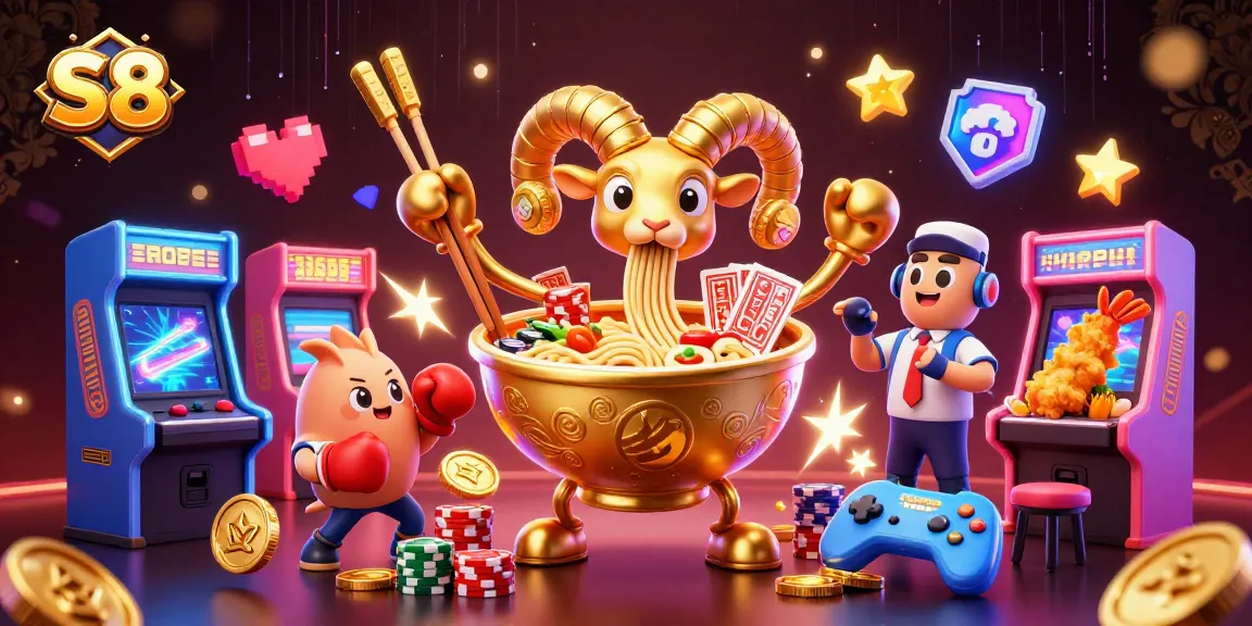 S8 illustrates a fun and vibrant scene with cartoon characters and gaming elements in action.