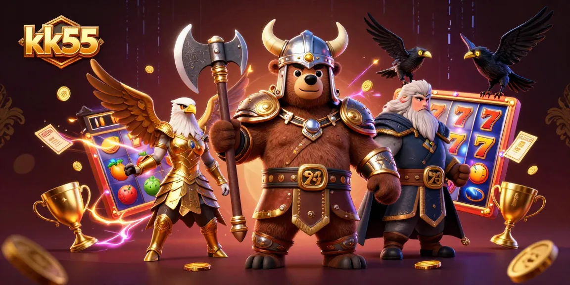 Engage in dynamic gameplay at kk55 with vibrant slots, golden elements, and thrilling action.