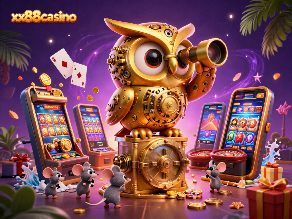 Spin the reels with xx88casino's engaging slot games in a vibrant casino scene.