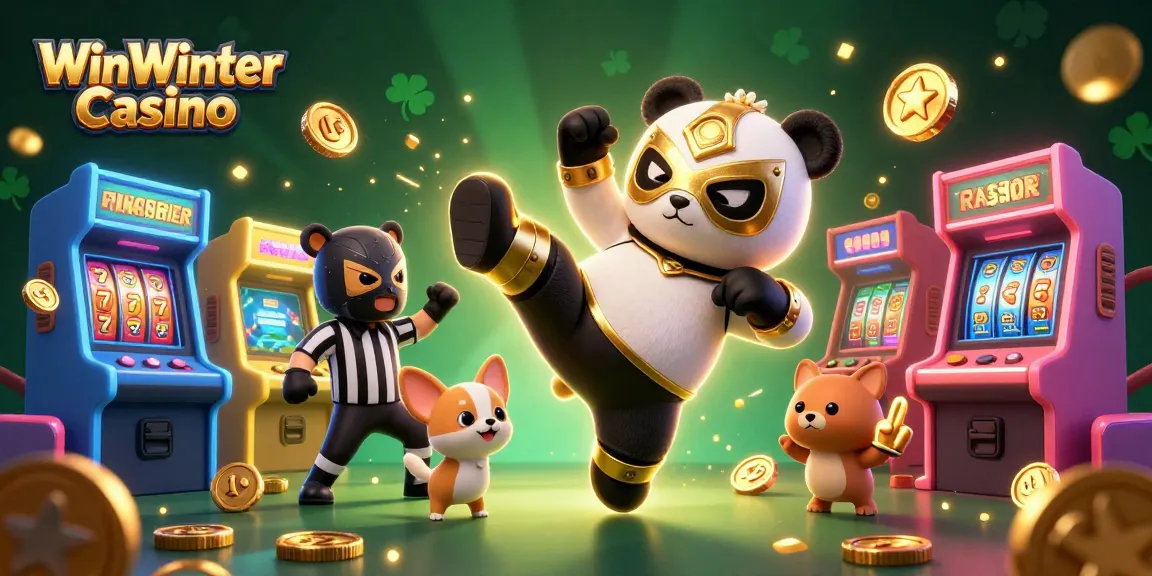 WinWinter Casino showcases excitement with a vibrant 3D illustration of animal characters in action.