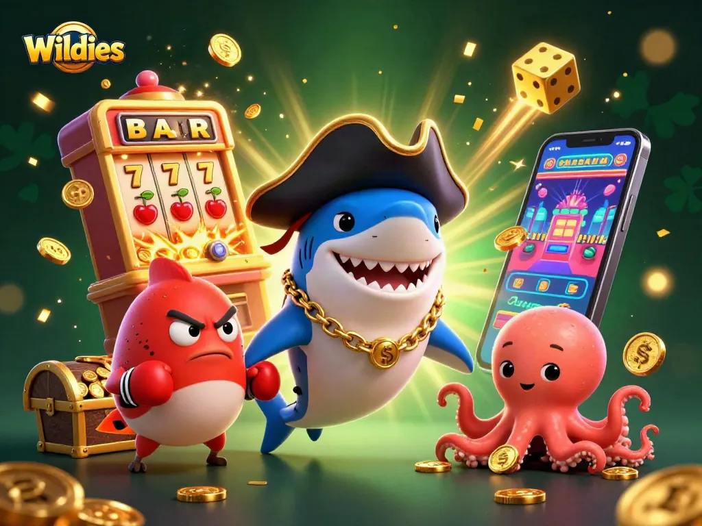 Experience thrilling gaming at Wildies with animated characters and slot machine surprises.
