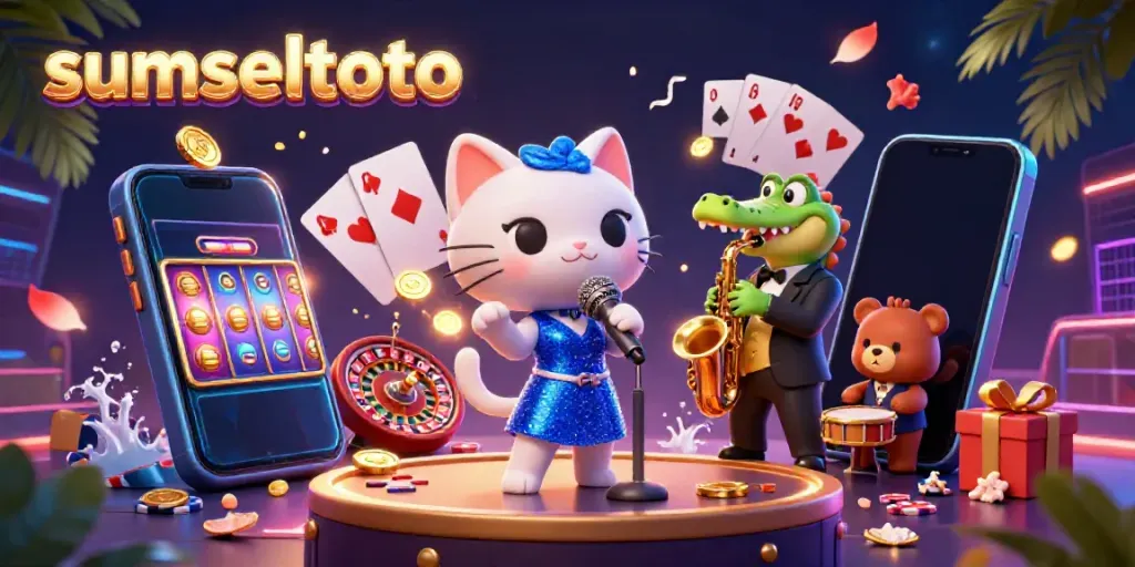 Experience the thrills of sumseltoto with our vibrant 3D casino scene featuring lively characters and exciting game elements.