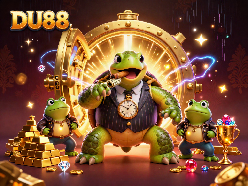 Experience a thrilling DU88 casino scene with animated characters and vibrant game elements.