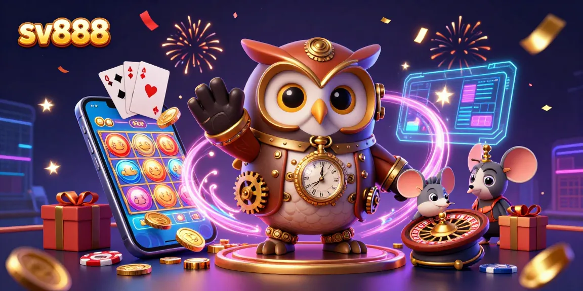 Experience thrilling gaming with sv888 in a dynamic casino scene with magical elements and vibrant energies.