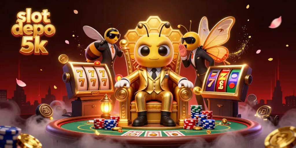 Experience the thrill of slot depo 5k with vibrant gaming characters and dynamic visuals in this immersive illustration.