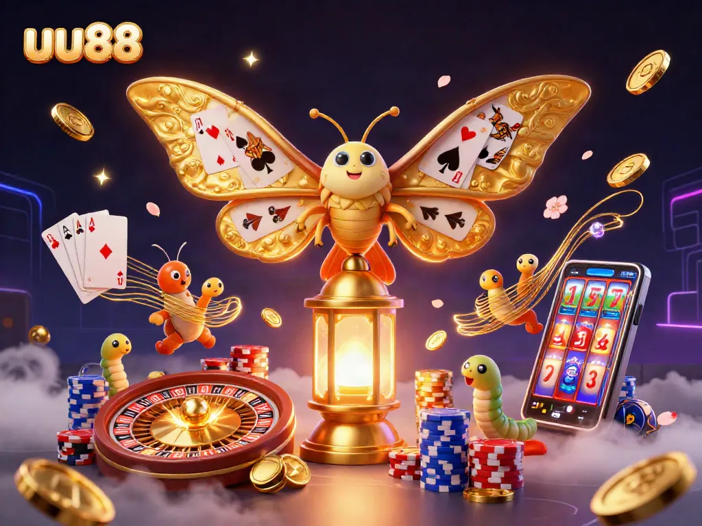 Experience thrilling gameplay at uu88 with a vibrant 3D scene filled with casino elements.