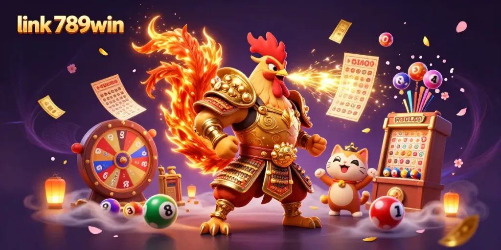 Experience the excitement with link 789win in this vibrant 3D casino illustration.
