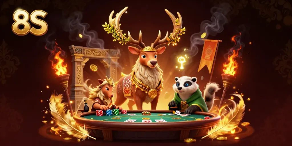 Engage in the thrilling 8S experience with vibrant poker action featuring Celtic elements.