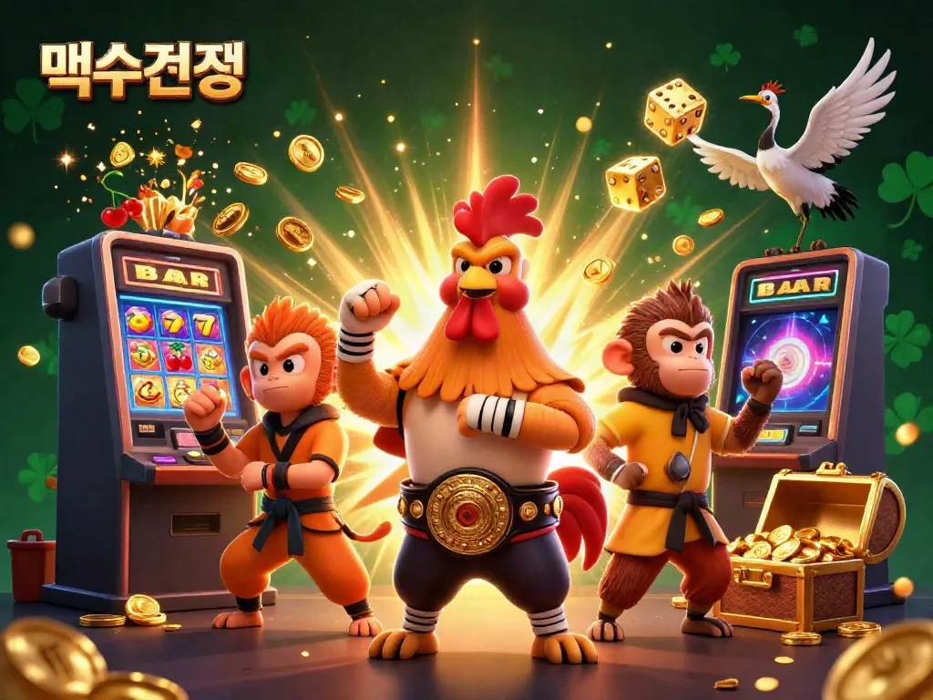 Experience 먹튀검증 with lively 3D characters amidst a vibrant casino scene bursting with game elements and dynamic action.