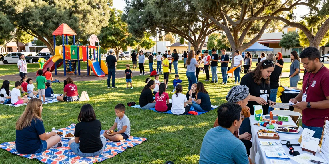 Community engagement scene at https://factors.org.uk event in vibrant park.