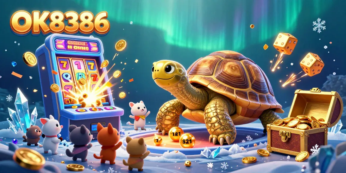 Engage with the thrilling casino action at OK8386 in this colorful illustration featuring exciting games and vibrant characters.