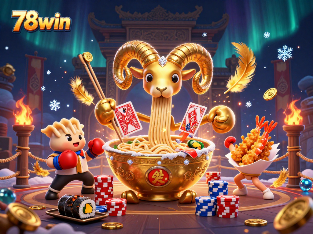 Experience thrilling wins and vibrant gaming with 78win in this animated 3D casino scene.