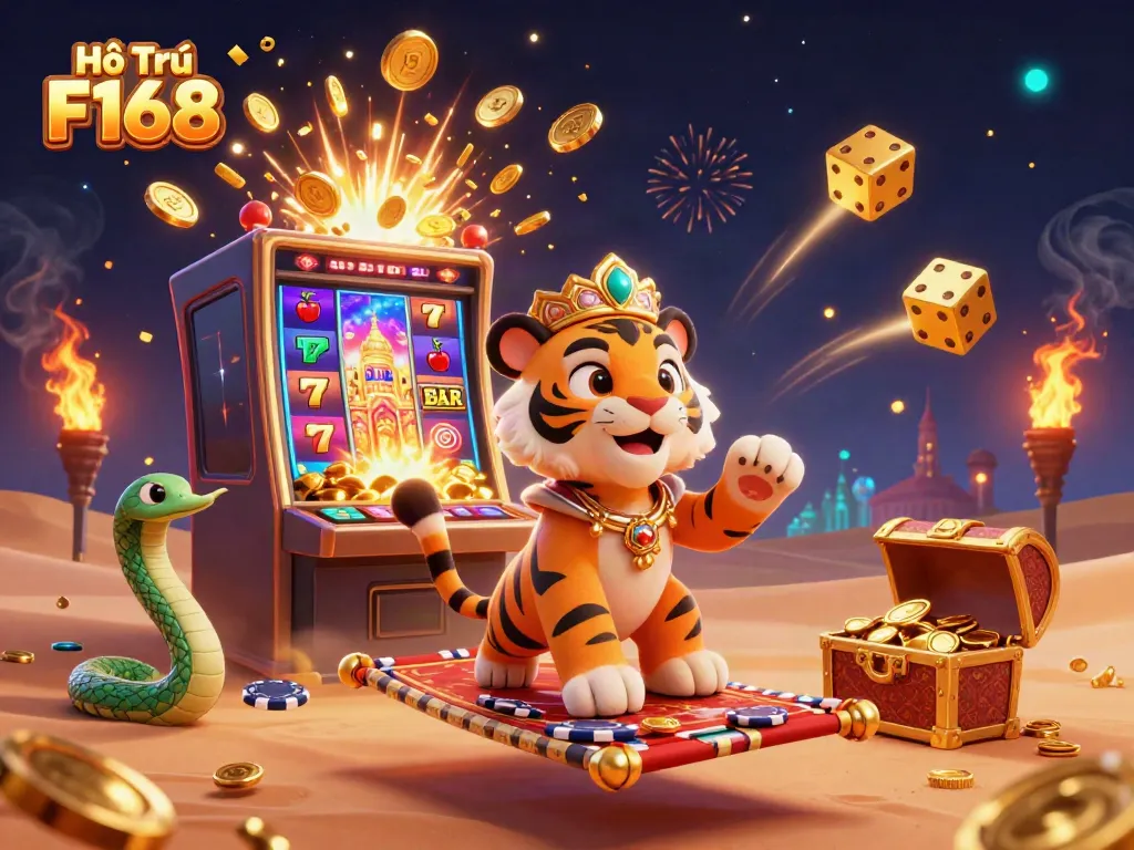 Experience the thrilling Hỗ Trợ F168 slot action with vibrant characters and rich casino elements.