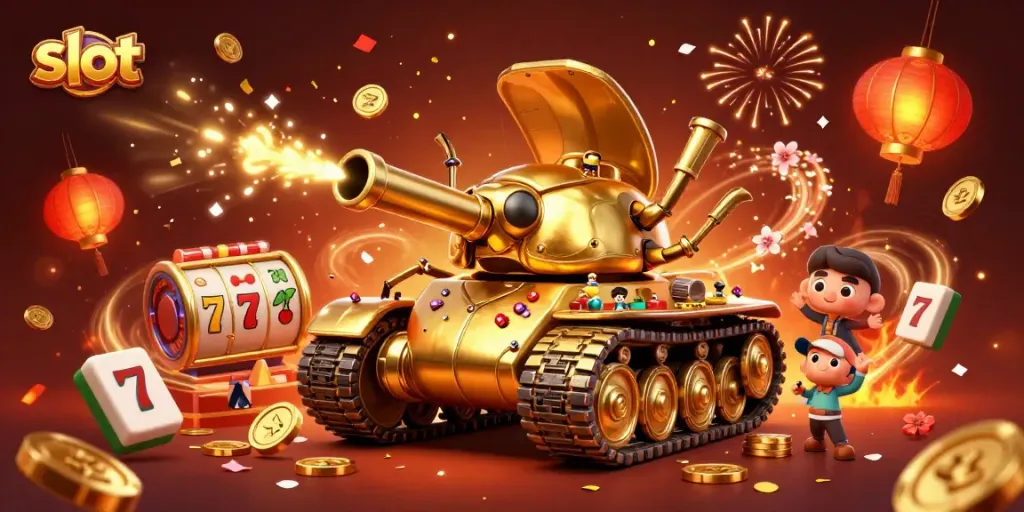 Spin the slot reels with excitement inside a mini-casino from a golden beetle tank