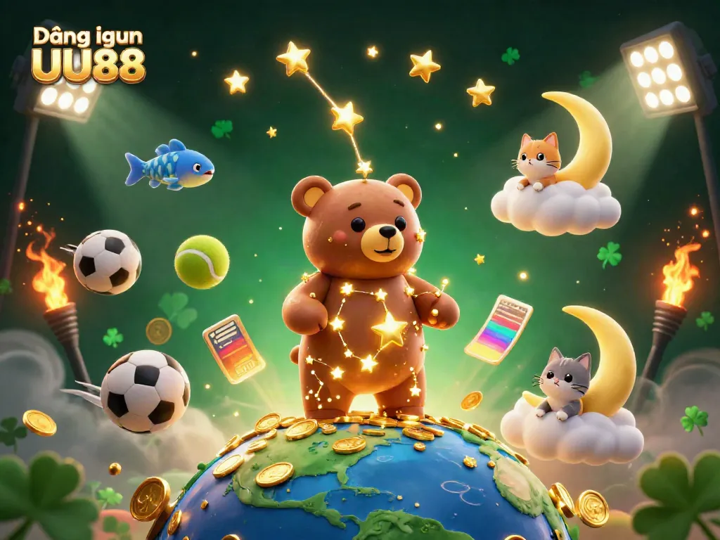 Experience Đăng nhập UU88 with vibrant casino characters, sports elements, and rich details in this dynamic illustration.