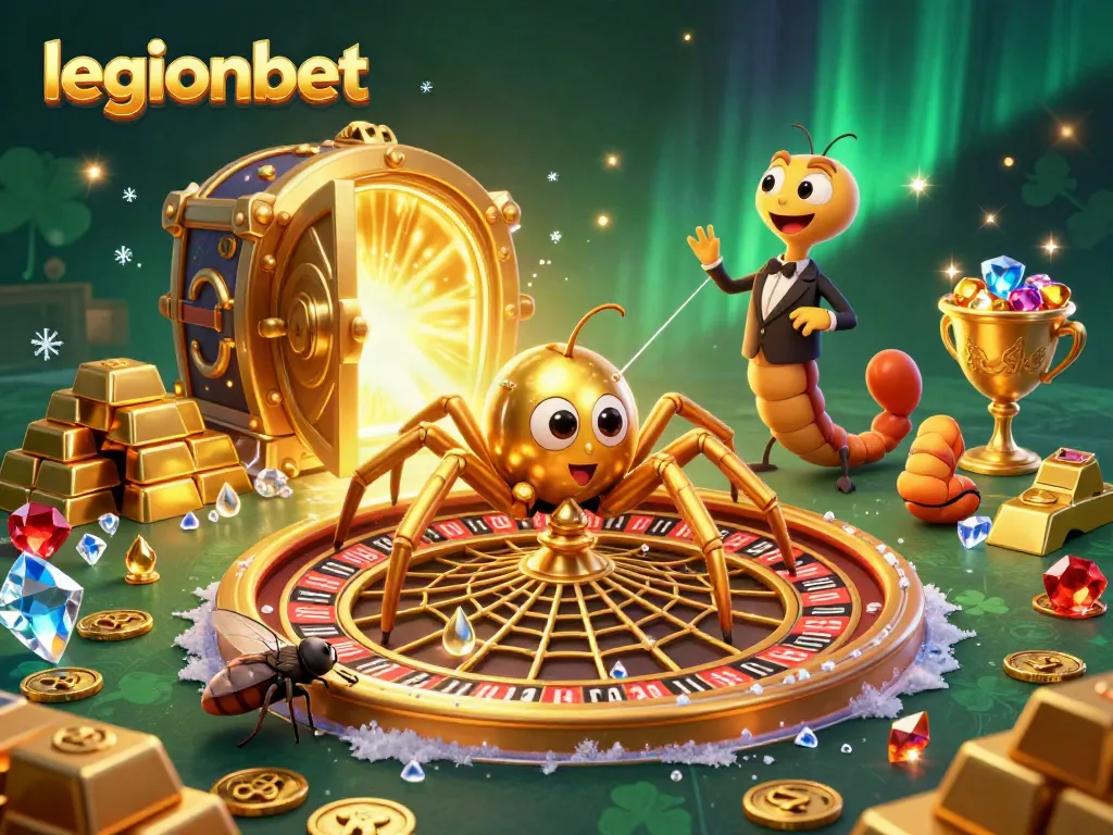 Experience the thrill of playing at LegionBet with a captivating 3D casino scene filled with treasures.