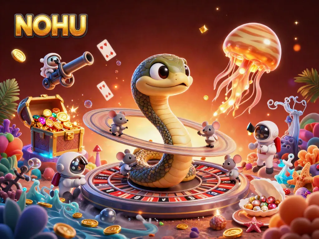 Experience the thrill of betting at NOHU with an engaging cosmic casino scene bursting with energy.
