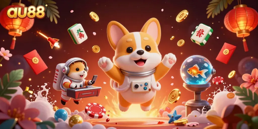 Experience the excitement of au88 in a dynamic casino scene with animated characters and vibrant elements.