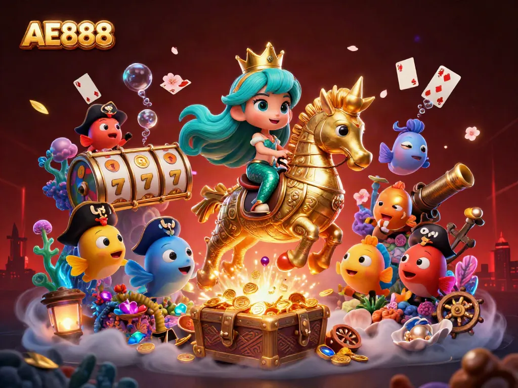 Experience thrilling gaming adventures with AE888 through vibrant slot games and playful underwater characters.