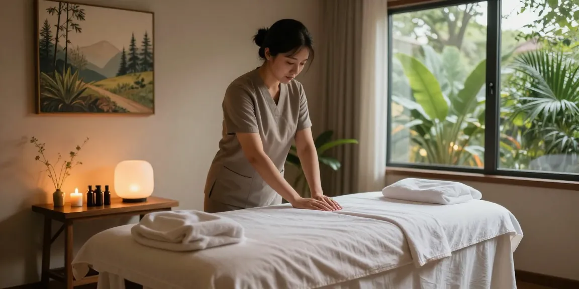 Experience relaxing 영종도출장마사지 in a tranquil therapy room with soothing ambiance and natural light.