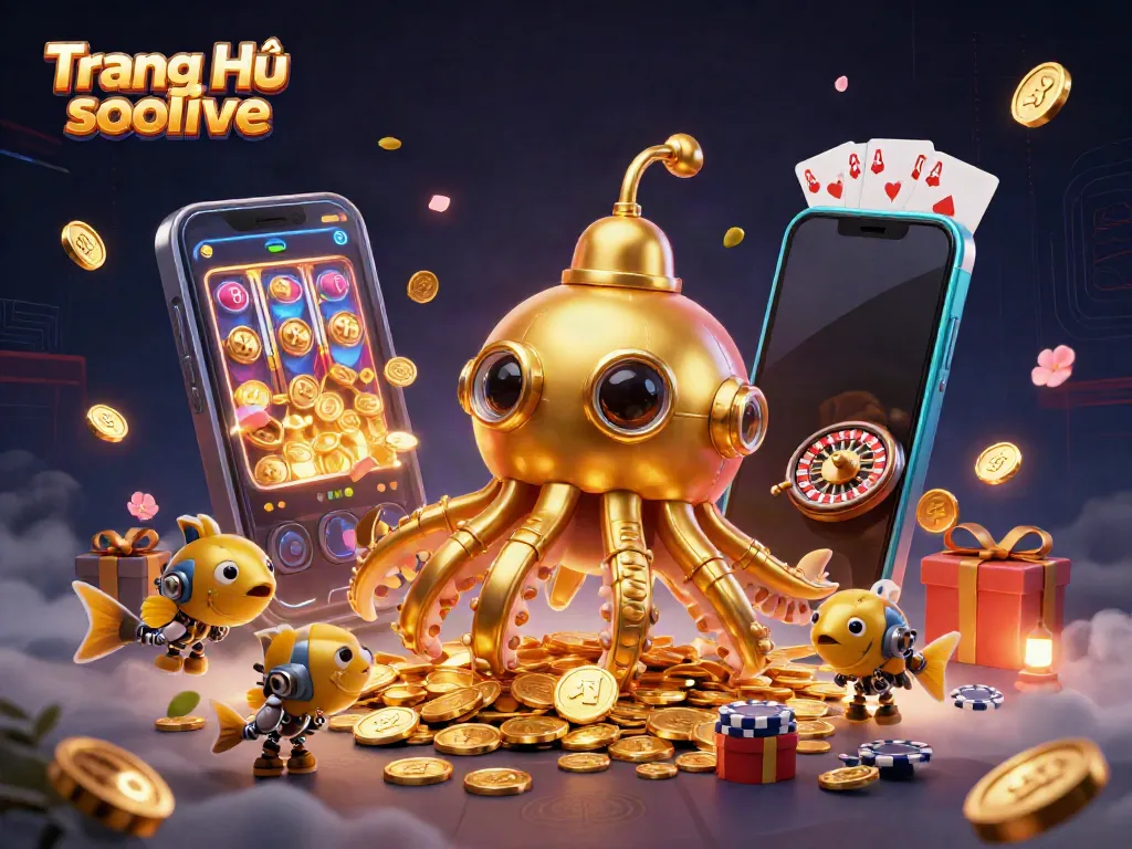 Spin the reels of excitement at Trang Chủ socolive's vibrant gambling scene with golden coins and dynamic casino elements!