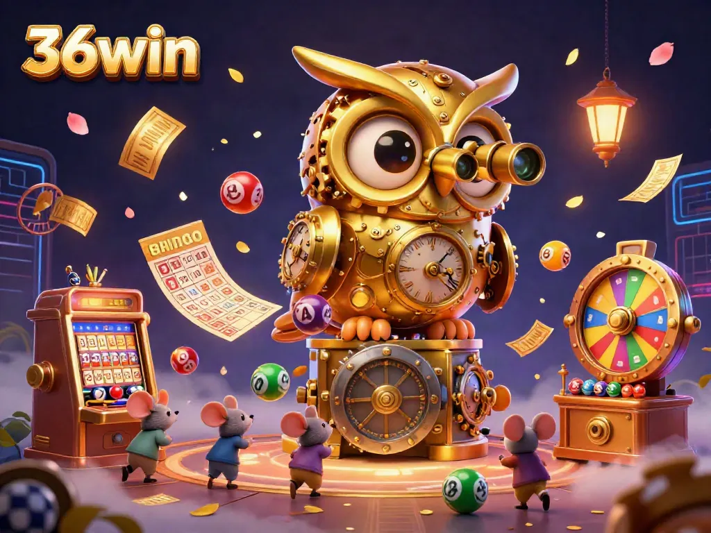 Experience 36win's vibrant casino scene with colorful lottery balls and dynamic gaming elements.