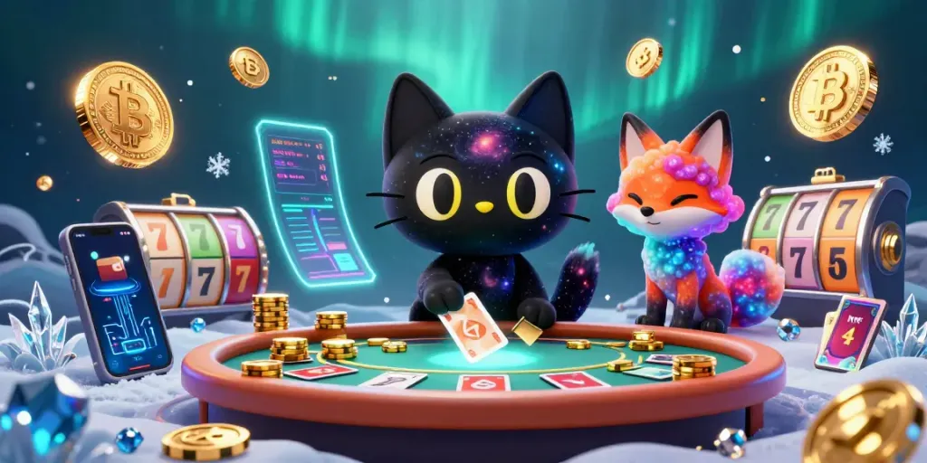 XOSO 66 cosmic casino scene where a black hole cat pulls in golden chips among vibrant slot elements.